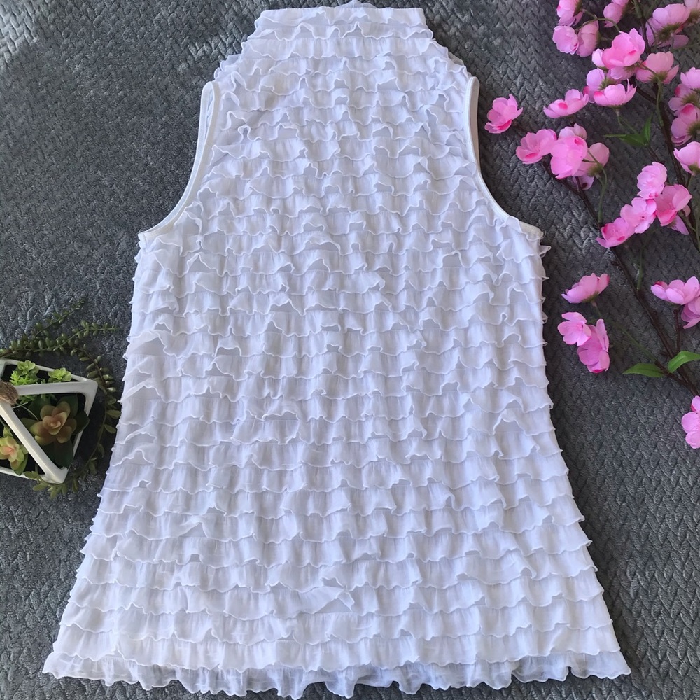 New Directions White Ruffle Top